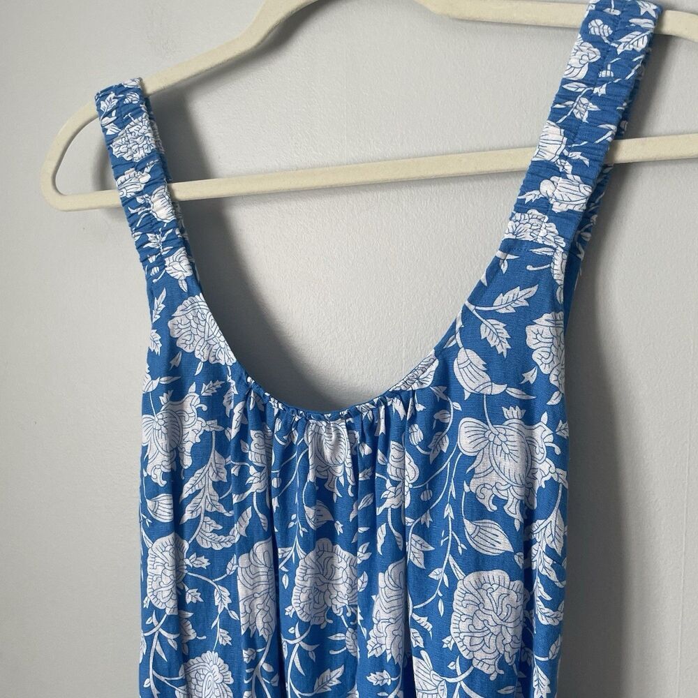 WHISTLE Boutique Maxi Dress Floral Pattern Blue Flowy Strapless Women's Size 14 - Picture 5 of 11